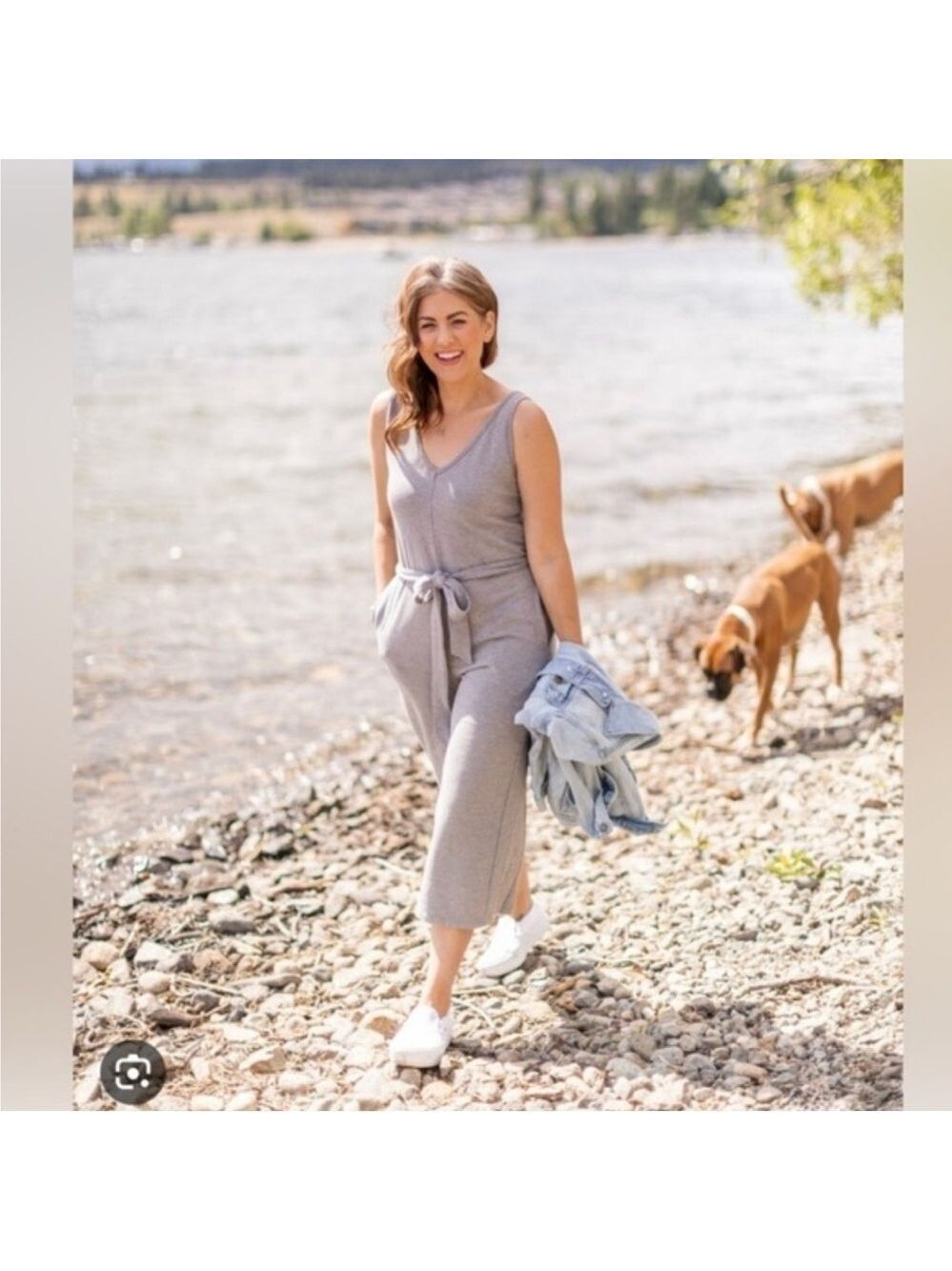 SMASH + TESS Gillian Harris The Lakeside Romper Slay Belted Jumpsuit in Grey